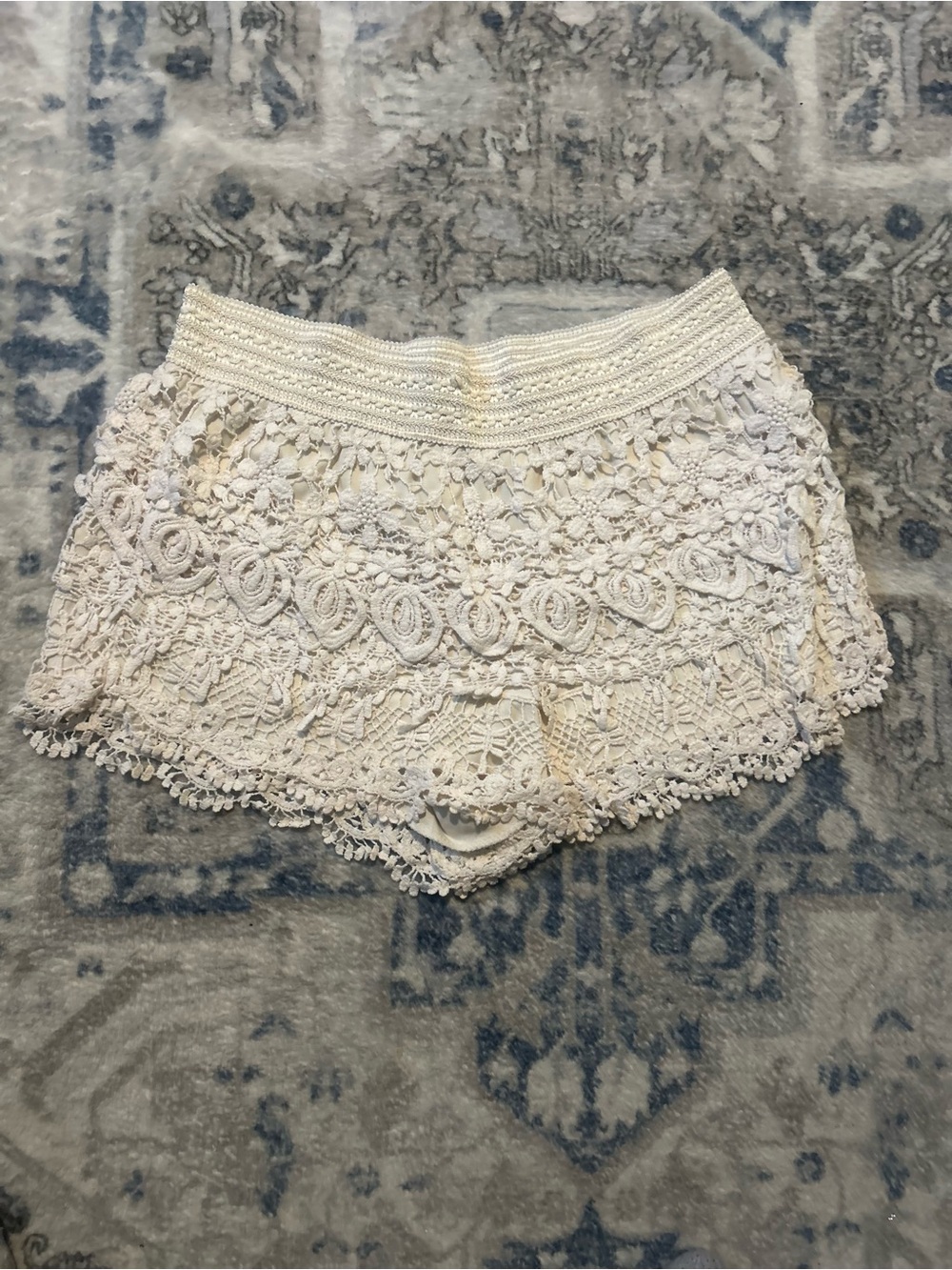 No Boundaries Lace Crochet Women’s Shorts — Cream